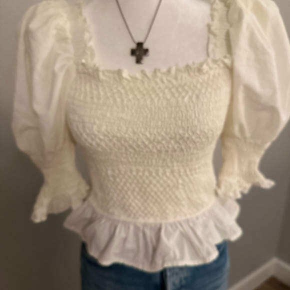 SEA Simona Puffed Sleeve Smocked Top - Picture 8 of 11